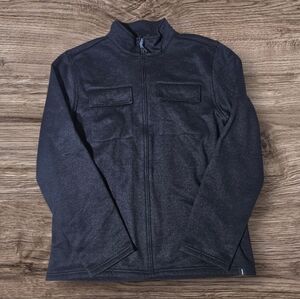 PrAna Brookland Wool Blend Full Zip Sweater Jacket Mackinaw Mock Neck Mens Large